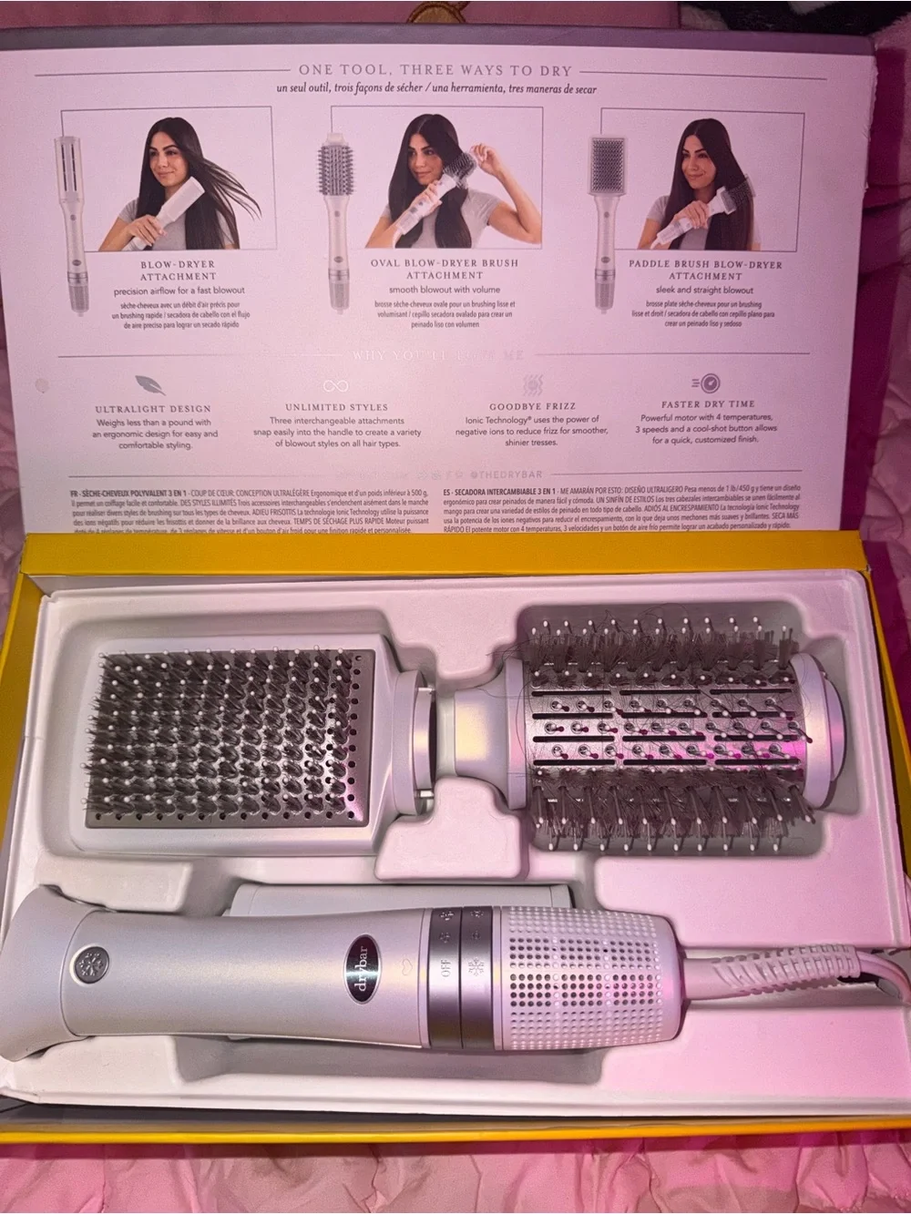 Drybar Cream 3‑Attachment Heated Styling Brush for Men